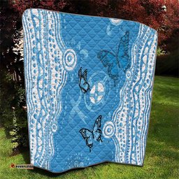 World Diabetes Day Australia Quilt Blue Ribbon Butterfly Aboriginal Art LT14