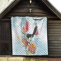 Willie wagtail Australia Quilt Banksia Bottlebrushes Watercolor Stylized LT14