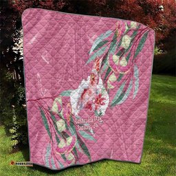 Pink Cockatoo Australia Day Quilt Proud To Be An Aussie Opal Eucalyptus Blossoms LT14