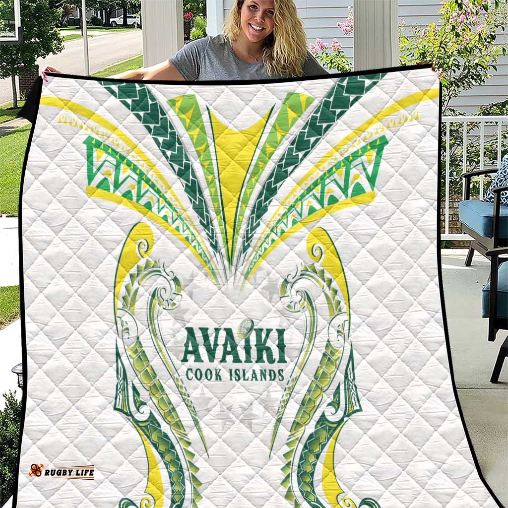 Rugby Cook Islands Avaiki Quilt White Kuki Airani Tribal Maori Inspired LT9