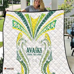 Rugby Cook Islands Avaiki Quilt White Kuki Airani Tribal Maori Inspired LT9