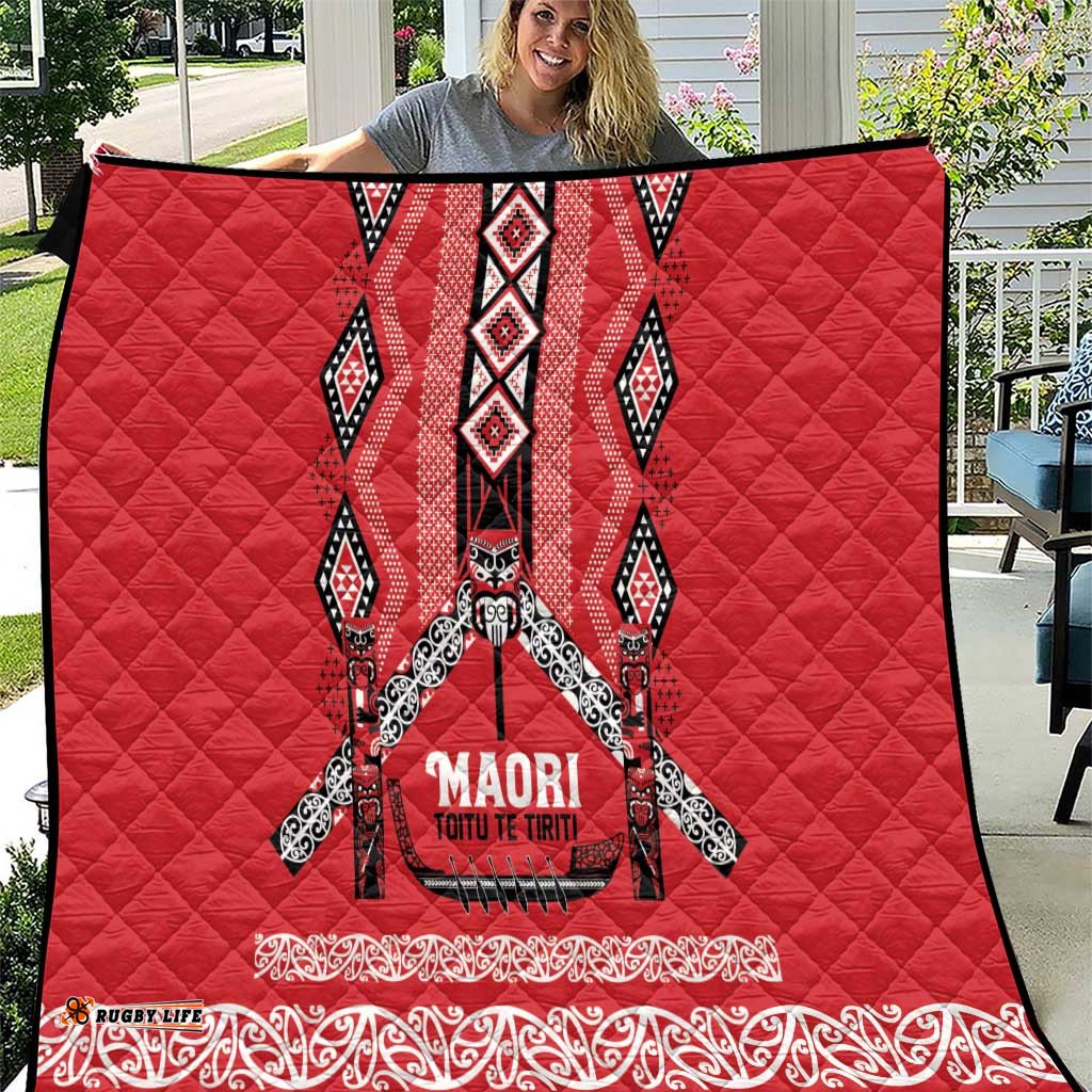 Toitu Te Tiriti Waitangi Quilt Red Wharenui House LT9