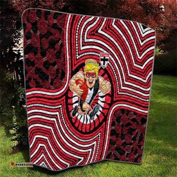 St Kilda Football Club Quilt Indigenous Monochrome Dot Art Mascot Style TS04