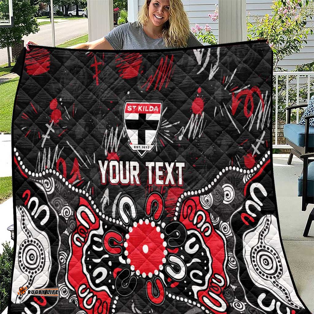 Personalized St Kilda Saints Quilt Aboriginal Dot Painting Graffiti Style TS04