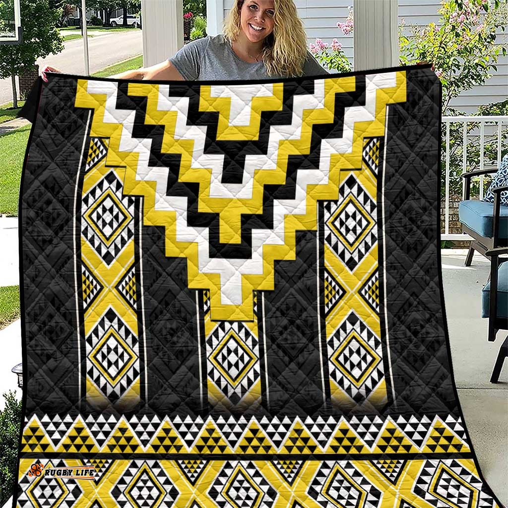 Yellow Taniko Aotearoa Quilt Niho Taniwha Mix Poutama LT14