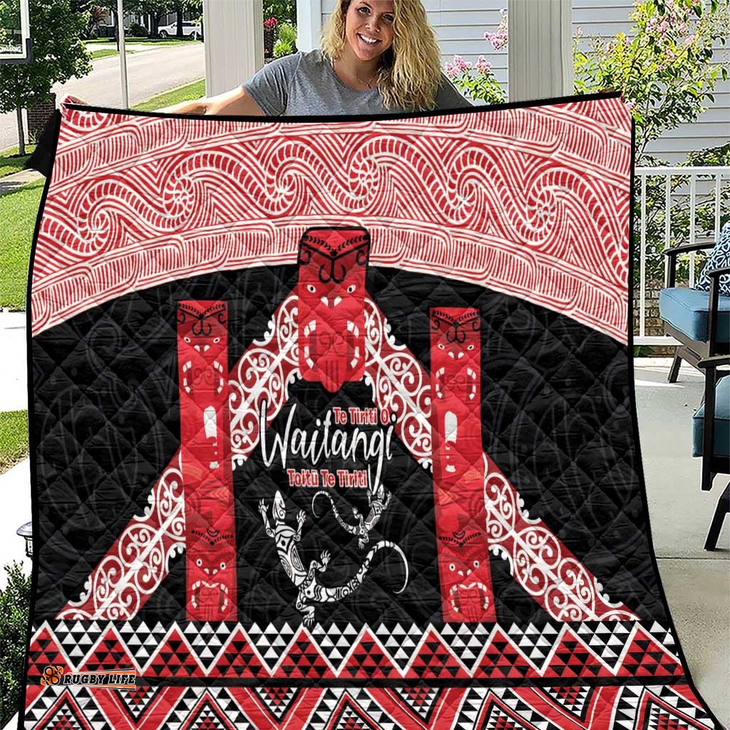 Toitu Te Tiriti O Waitangi Quilt Maori Wharenui With Taniko Motifs LT14