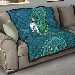 Torres Strait Islands Quilt Dhari Emblem Vibrant Teal Indigenous TS04