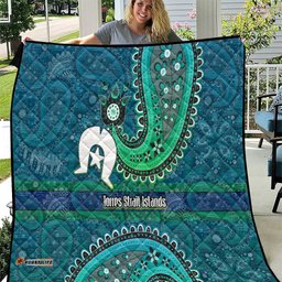 Torres Strait Islands Quilt Dhari Emblem Vibrant Teal Indigenous TS04
