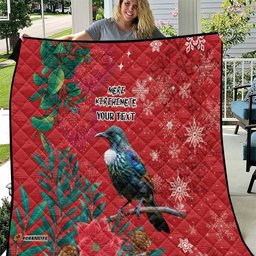 Tui Meri Kirihimete Personalised Quilt Pohutukawa Flowers Red Motif LT9