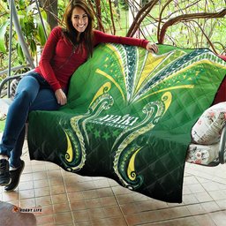 Rugby Cook Islands Avaiki Quilt Green Kuki Airani Tribal Maori Inspired LT9