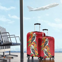 Aussie Kokaburra Golden Wattle Christmas Luggage Cover Aboriginal Dots Painting Red Motif LT9