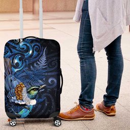 Aotearoa Matariki Luggage Cover Maori Tribal with Silver Fern and Tui Bird Galaxy Style LT03