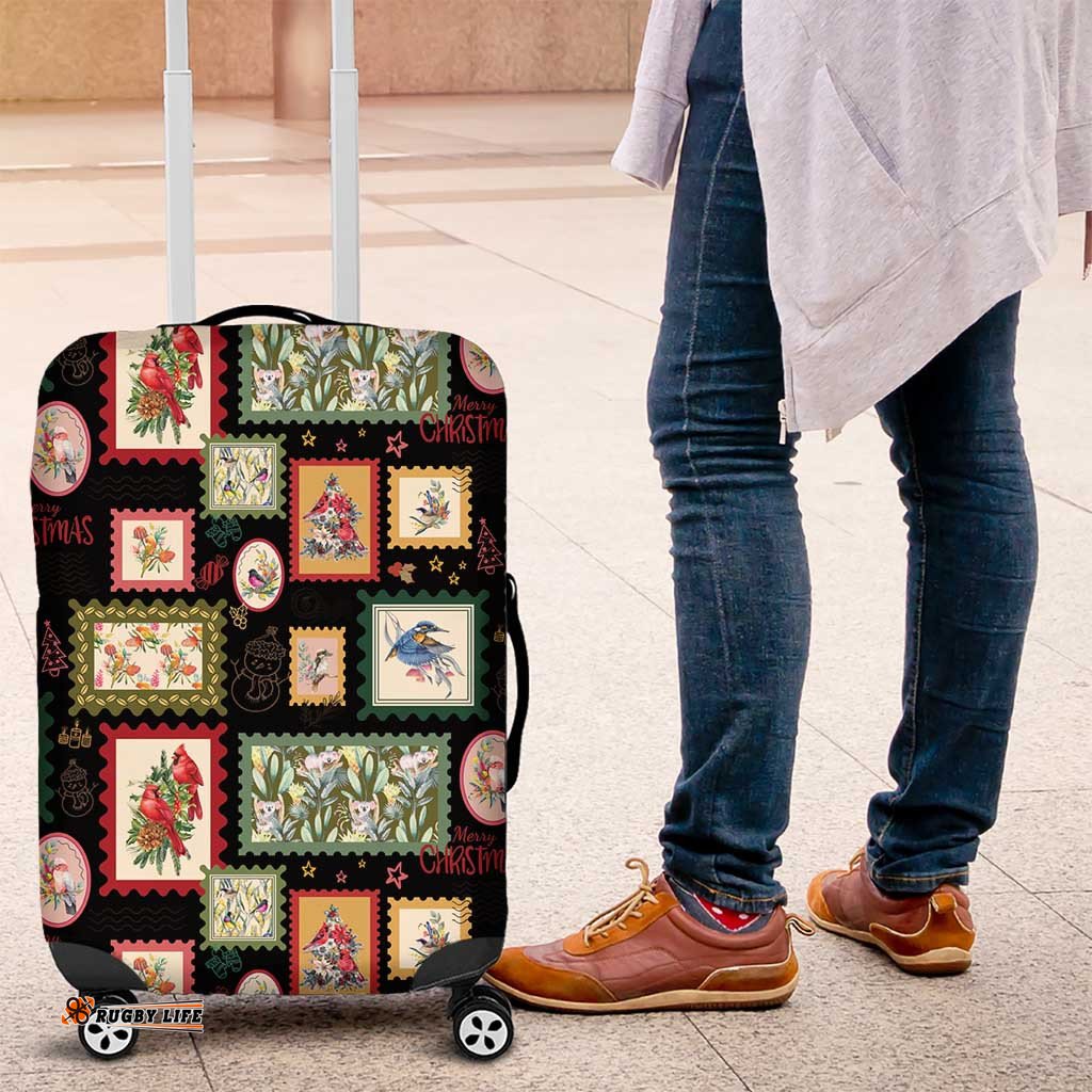 Aussie Birds Christmas La La Land Luggage Cover Black Vintage Stamp Edition LT9