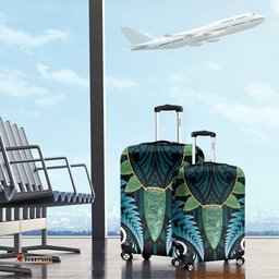 Aotearoa Pounamu Niho Luggage Cover Silver Fern Mix Maori Pattern - Turquoise LT14