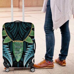 Aotearoa Pounamu Niho Luggage Cover Silver Fern Mix Maori Pattern - Turquoise LT14
