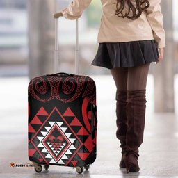 Aotearoa Kiwi Taniko Luggage Cover Silver Fern With Maori Koru Pattern LT14
