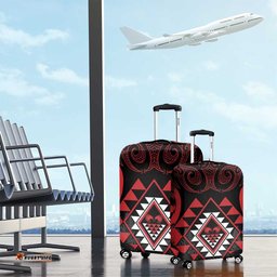 Aotearoa Kiwi Taniko Luggage Cover Silver Fern With Maori Koru Pattern LT14