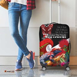 Aotearoa Toitu Te Tiriti Luggage Cover Waitangi-Honour The Treaty NZ Tuatara and Plants LT03