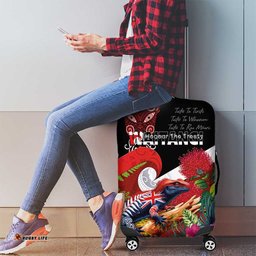 Aotearoa Toitu Te Tiriti Luggage Cover Waitangi-Honour The Treaty NZ Tuatara and Plants LT03
