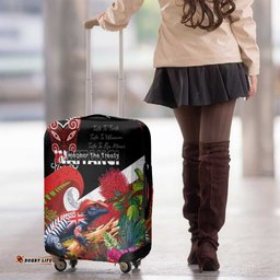 Aotearoa Toitu Te Tiriti Luggage Cover Waitangi-Honour The Treaty NZ Tuatara and Plants LT03