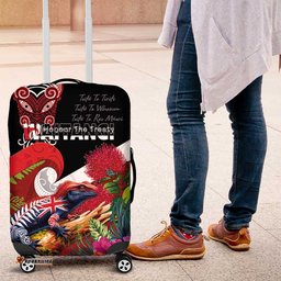 Aotearoa Toitu Te Tiriti Luggage Cover Waitangi-Honour The Treaty NZ Tuatara and Plants LT03