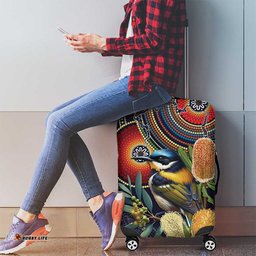 Aussie Honeyeaters Banksia Flowers Luggage Cover Aboriginal Dots Painting LT9