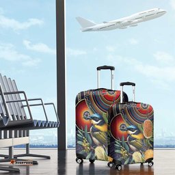Aussie Honeyeaters Banksia Flowers Luggage Cover Aboriginal Dots Painting LT9