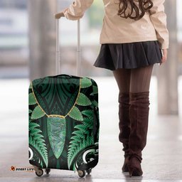 Aotearoa Pounamu Niho Luggage Cover Silver Fern Mix Maori Pattern - Green LT14