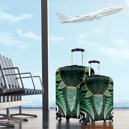 Aotearoa Pounamu Niho Luggage Cover Silver Fern Mix Maori Pattern - Green LT14