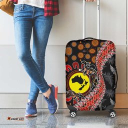 Aotearoa and Australia Luggage Cover Maori Koru Ferns With Aboriginal Kangaroo LT03