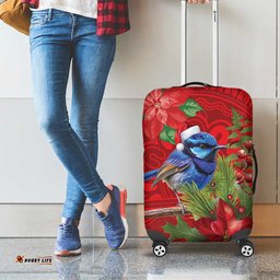 Aussie Superb Fairywren Bird Luggage Cover Aboriginal Inspired Christmas LT9