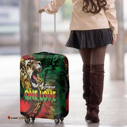 Aotearoa One Love Luggage Cover Reggae Lion with Kakahu Huruhuru LT03