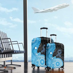 Australia Autism Awareness Month Luggage Cover Indigenous Lizard With Blue Ribbon LT14
