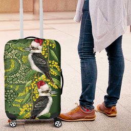 Aussie Kokaburra Golden Wattle Christmas Luggage Cover Aboriginal Dots Painting Green Motif LT9