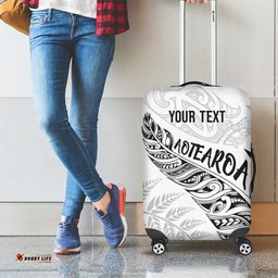 Aotearoa Personalized Lawn Bowls Maori Luggage Cover New Zealand White Tribal Silver Fern LT7