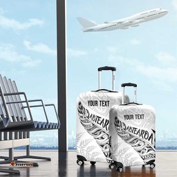 Aotearoa Personalized Lawn Bowls Maori Luggage Cover New Zealand White Tribal Silver Fern LT7