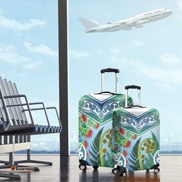Aotearoa New Zealand Natural Plants Luggage Cover Pohutukawa with Silver Ferns Koru Frond Maori Tattoos LT03