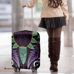 Aotearoa Pounamu Niho Luggage Cover Silver Fern Mix Maori Pattern - Purple LT14