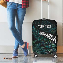 Aotearoa Personalized Lawn Bowls Maori Luggage Cover New Zealand Paua Shell Tribal Silver Fern LT7