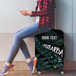 Aotearoa Personalized Lawn Bowls Maori Luggage Cover New Zealand Paua Shell Tribal Silver Fern LT7