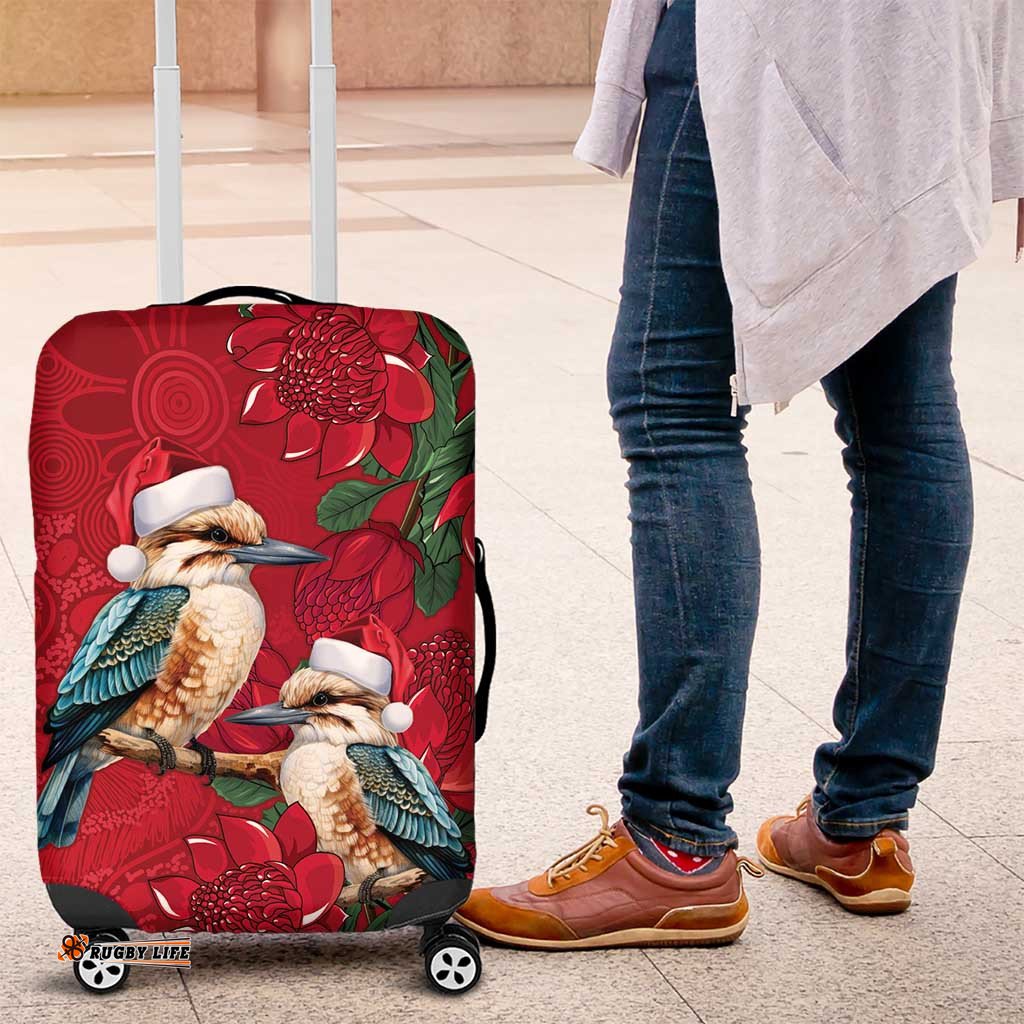Aussie Kokaburra Waratah Christmas Luggage Cover Aboriginal Dots Painting LT9