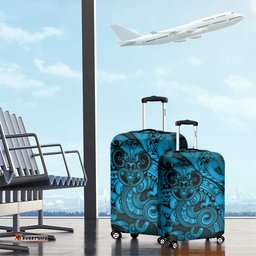 Aotearoa Maori Hei Tiki Luggage Cover Kikorangi Kowhaiwhai Puhoro Motif LT9