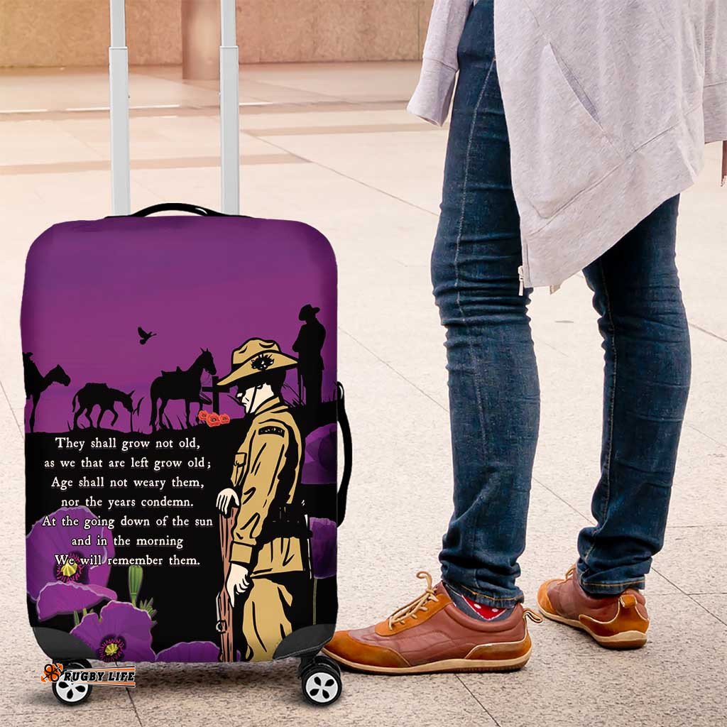 ANZAC Soldier and War Animals Luggage Cover We Will Remember Them LT15
