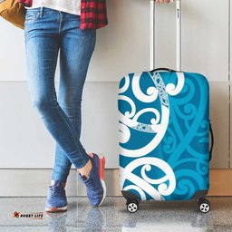 Azure Blue Maori Luggage Cover Koru Kowhaiwhai LT7