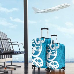 Azure Blue Maori Luggage Cover Koru Kowhaiwhai LT7