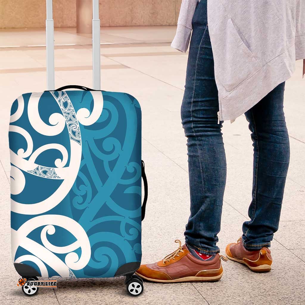 Azure Blue Maori Luggage Cover Koru Kowhaiwhai LT7