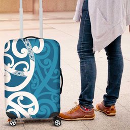 Azure Blue Maori Luggage Cover Koru Kowhaiwhai LT7
