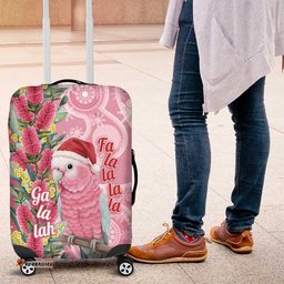 Australia Pink Galah Christmas Luggage Cover Falalalala Galalah Bottlebrush Aboriginal Art LT14
