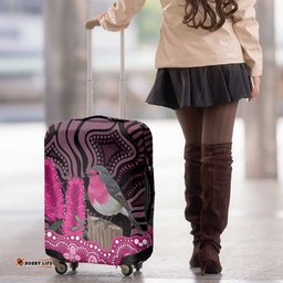 Australia Indigenous Luggage Cover Breast Cancer Pink Robin Bottlebrush Aboriginal Art LT14