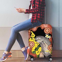 Australia Tawny Frogmouth Luggage Cover Golden Wattle Banksia Aboriginal Art LT14